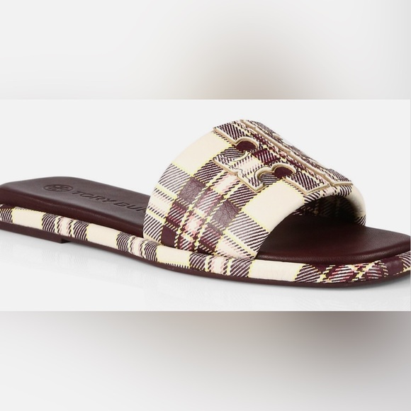 Tory Burch Double T Slide Logo Sandal Shoes 7.5 - Picture 2 of 10